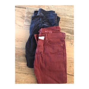 2 pair of GAP jeans! Maroon and Navy Blue